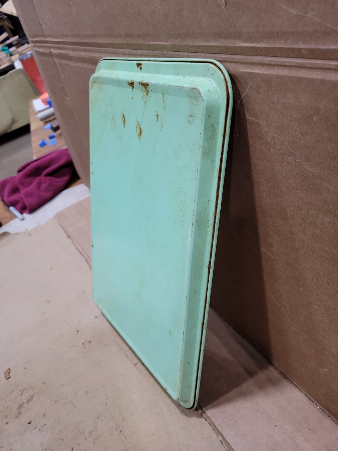 Vintage Enamelware Baking Sheet Pan – Aqua Exterior