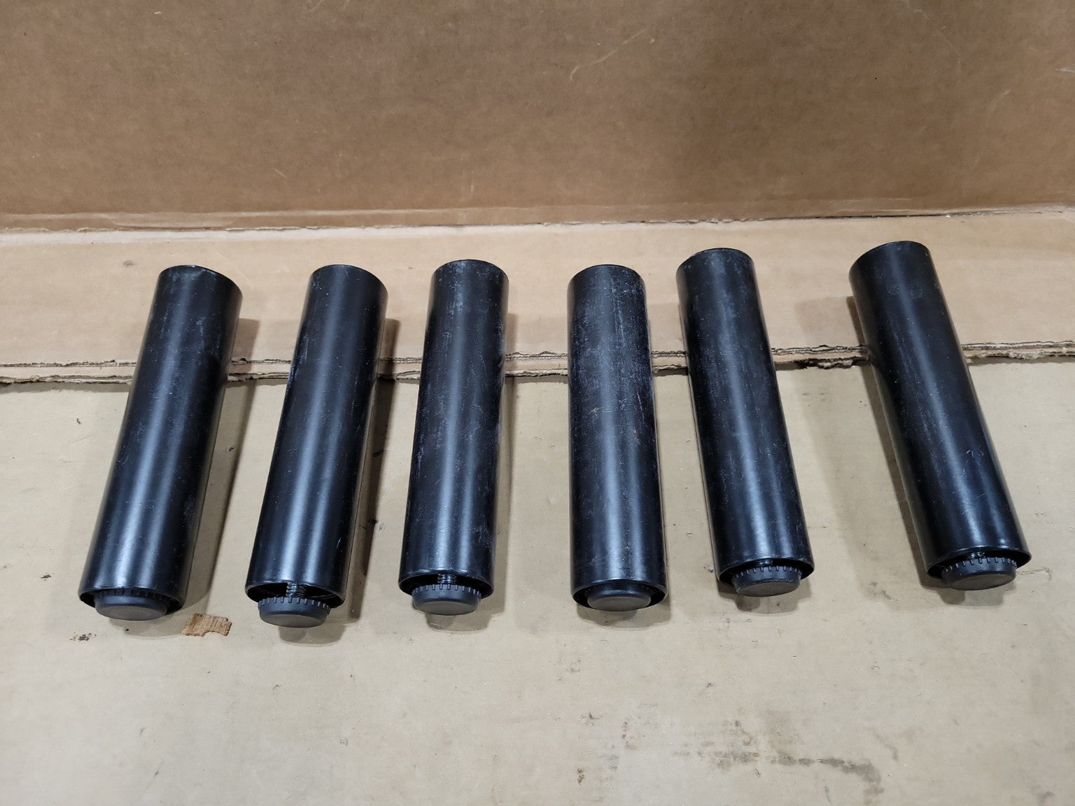 Set of 6 Adjustable Black Metal Furniture Legs – 6⅛" Replacement Legs