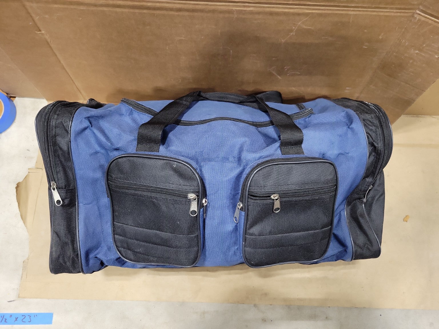 Blue & Black Multi-Pocket Gear Duffel Bag – 23" Utility Storage Bag