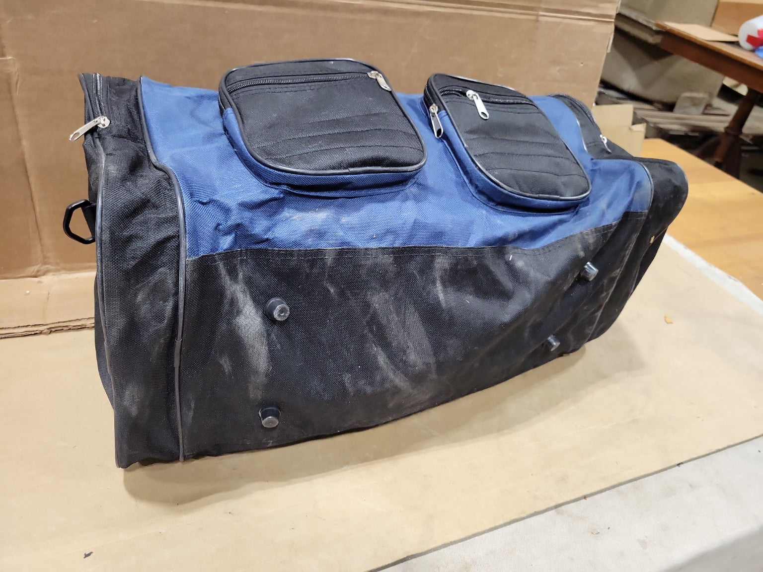 Blue & Black Multi-Pocket Gear Duffel Bag – 23" Utility Storage Bag