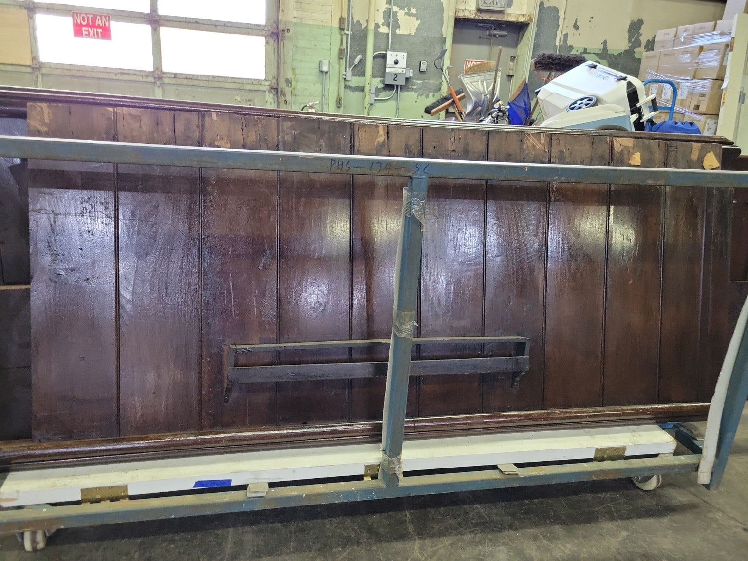 Reclaimed Gothic Church Pew Modesty Screen (Frontal) – 85” – Solid Black Walnut