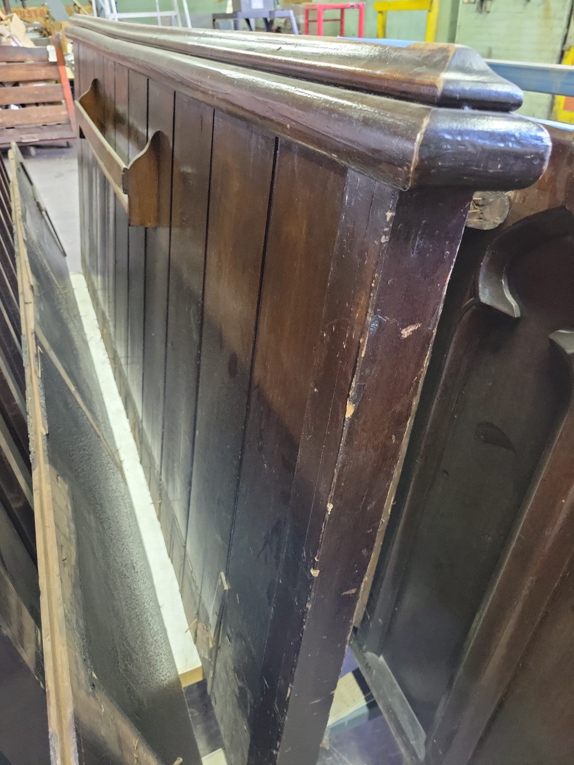 Reclaimed Gothic Church Pew Modesty Screen (Frontal) – 96” – Solid Black Walnut