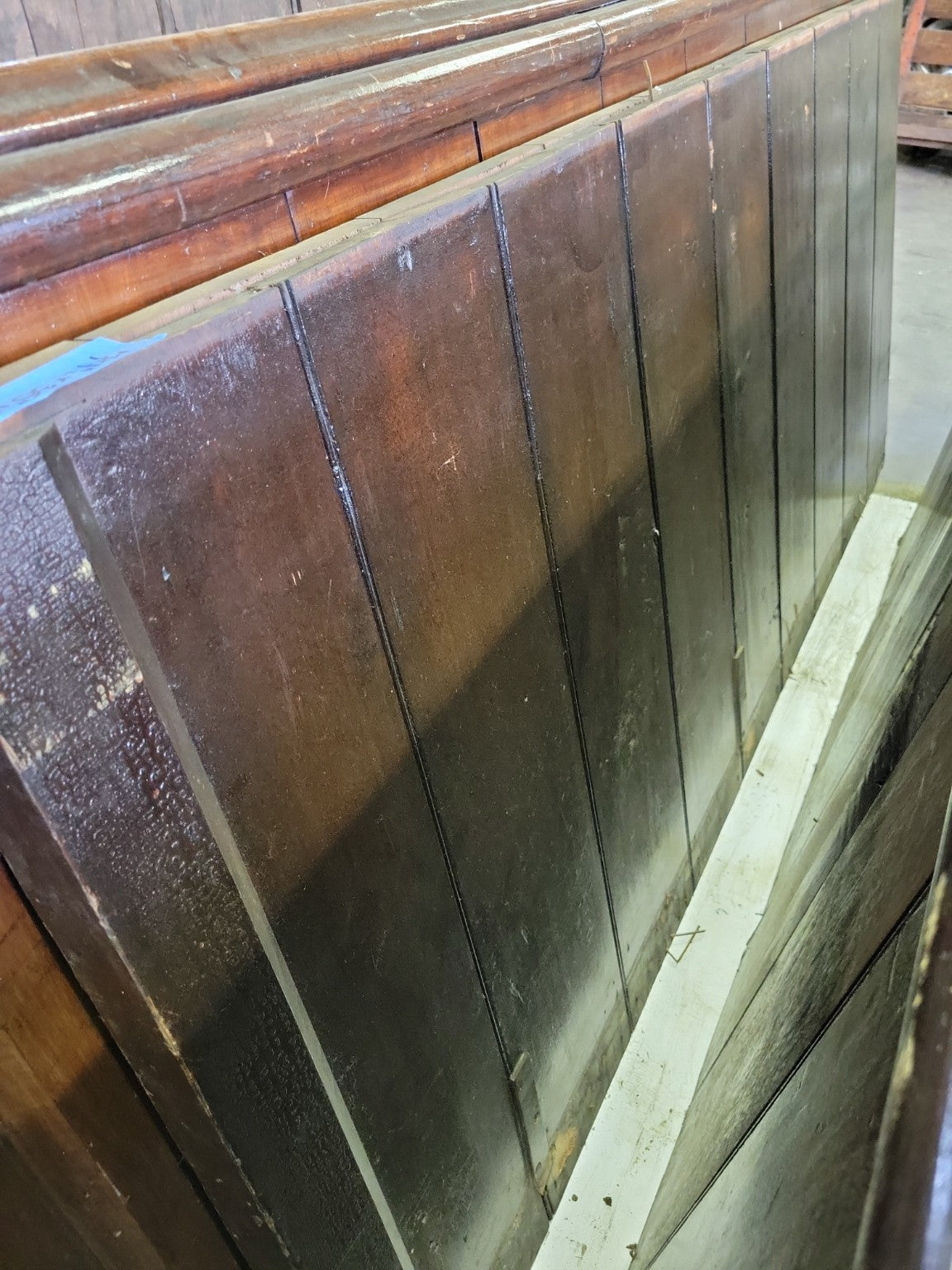 Reclaimed Gothic Church Pew Modesty Screen (Frontal) – 77” – Solid Black Walnut