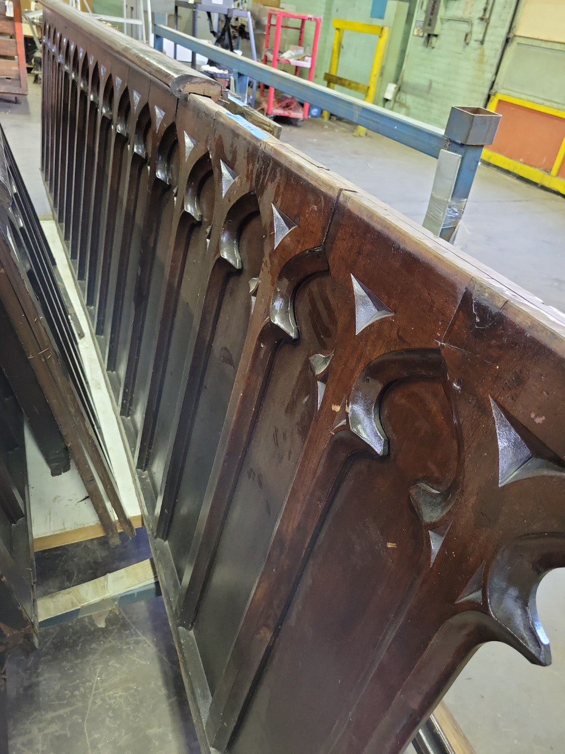 Reclaimed Gothic Church Pew Modesty Screen (Frontal) – 180” – Solid Black Walnut