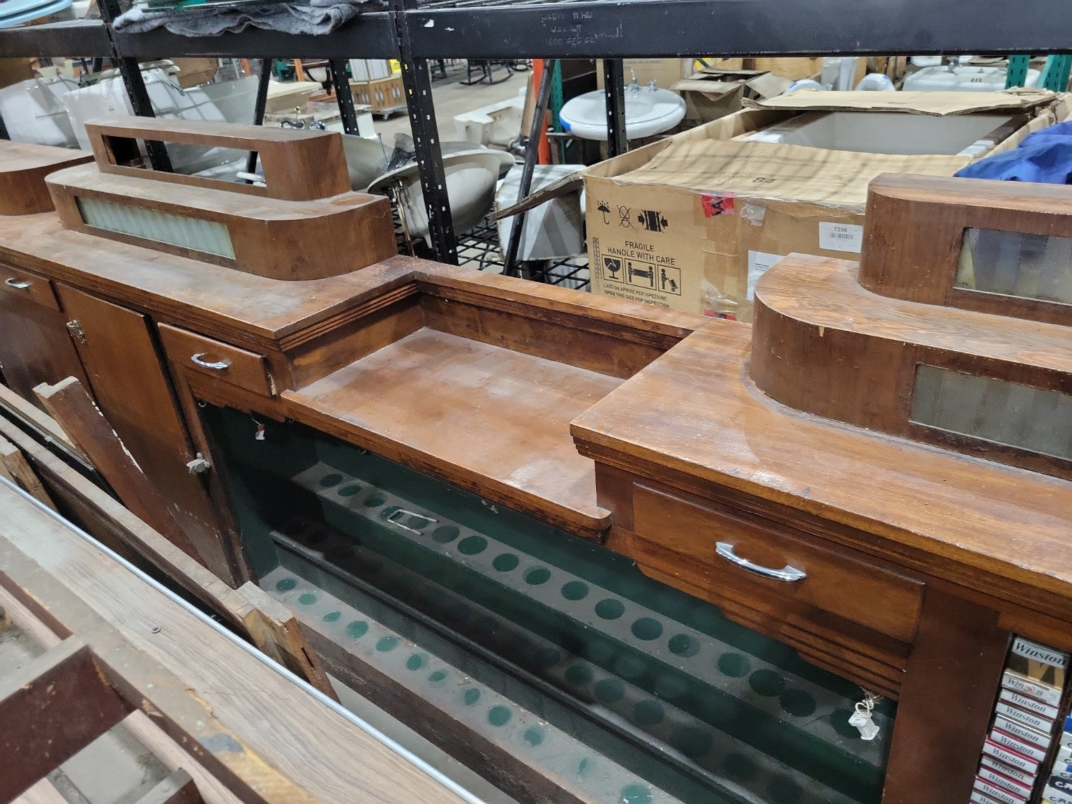 Art Deco Mahogany Commercial Bar & Matching Back Bar – 25' Restaurant Fixture