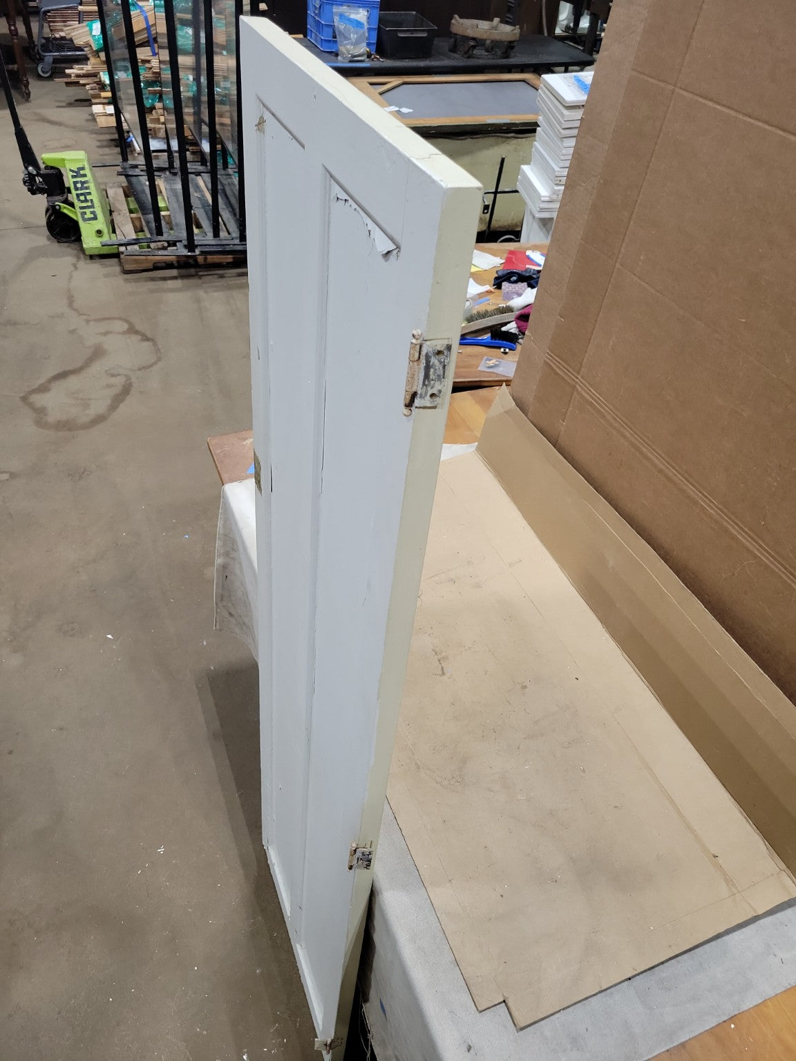 Vintage Two-Panel Wood Cabinet Door – Painted White