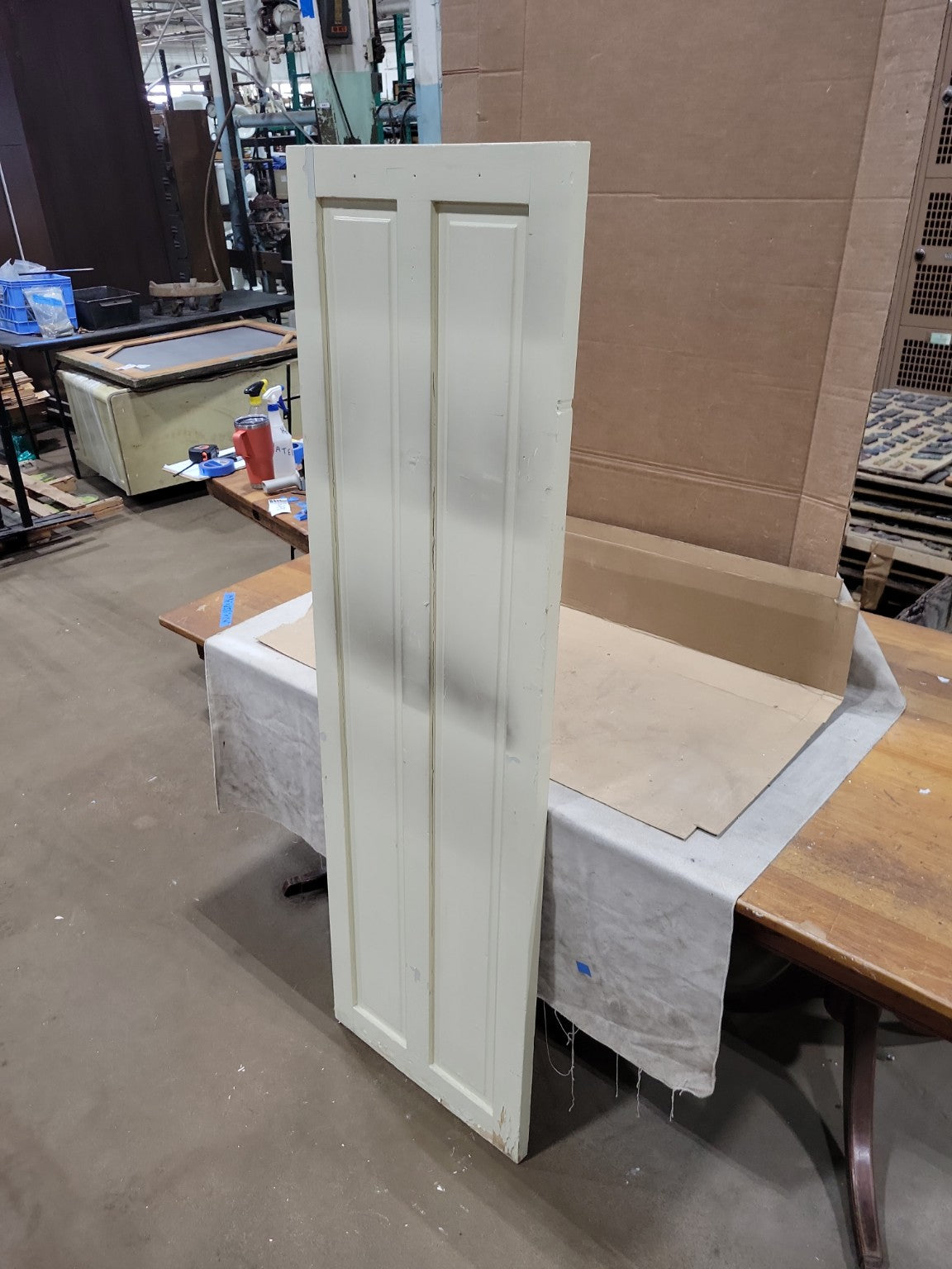 Vintage Two-Panel Wood Cabinet Door – Painted White