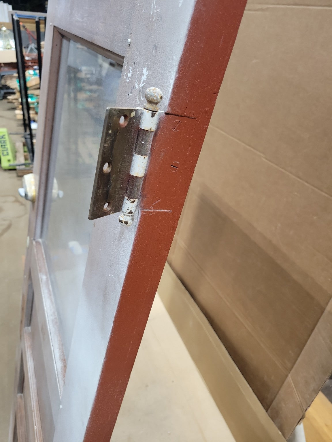 Antique 3-Panel Half Lite Wood Entry Door with Original Hardware
