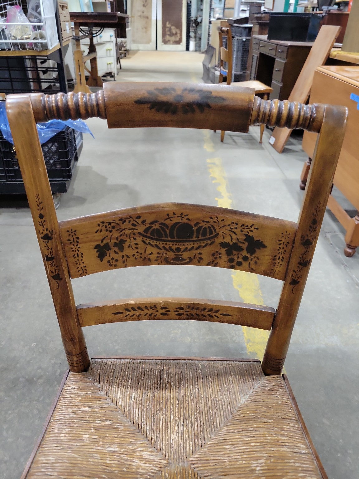 Authentic Hitchcock by Nichols & Stone Hand-Decorated Rush Seat Dining Chairs – Set of 4