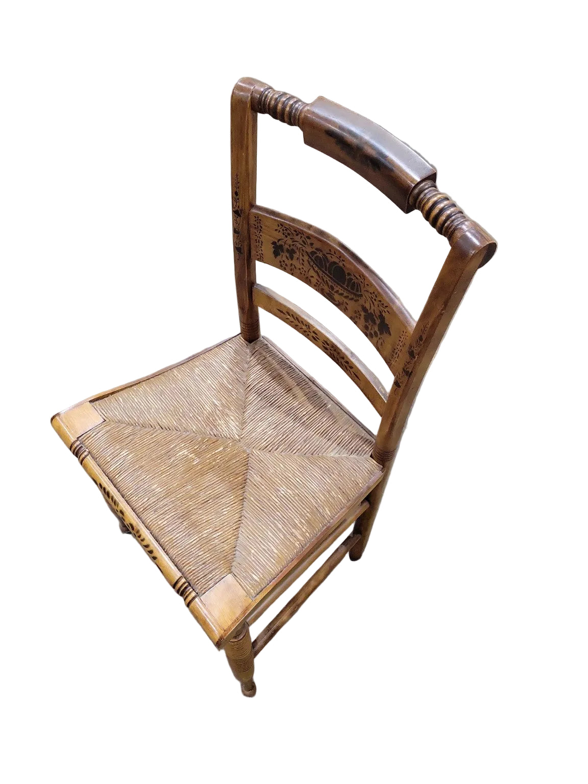 Authentic Hitchcock by Nichols & Stone Hand-Decorated Rush Seat Dining Chairs – Set of 4