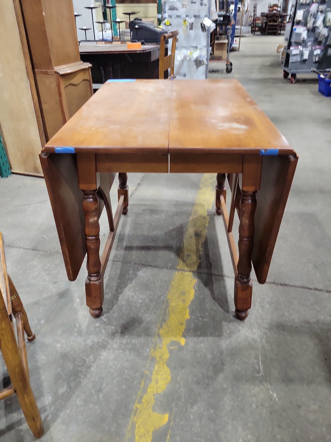Vintage Heywood-Wakefield Cinnamon Drop-Leaf Dining Table with 12" Leaf