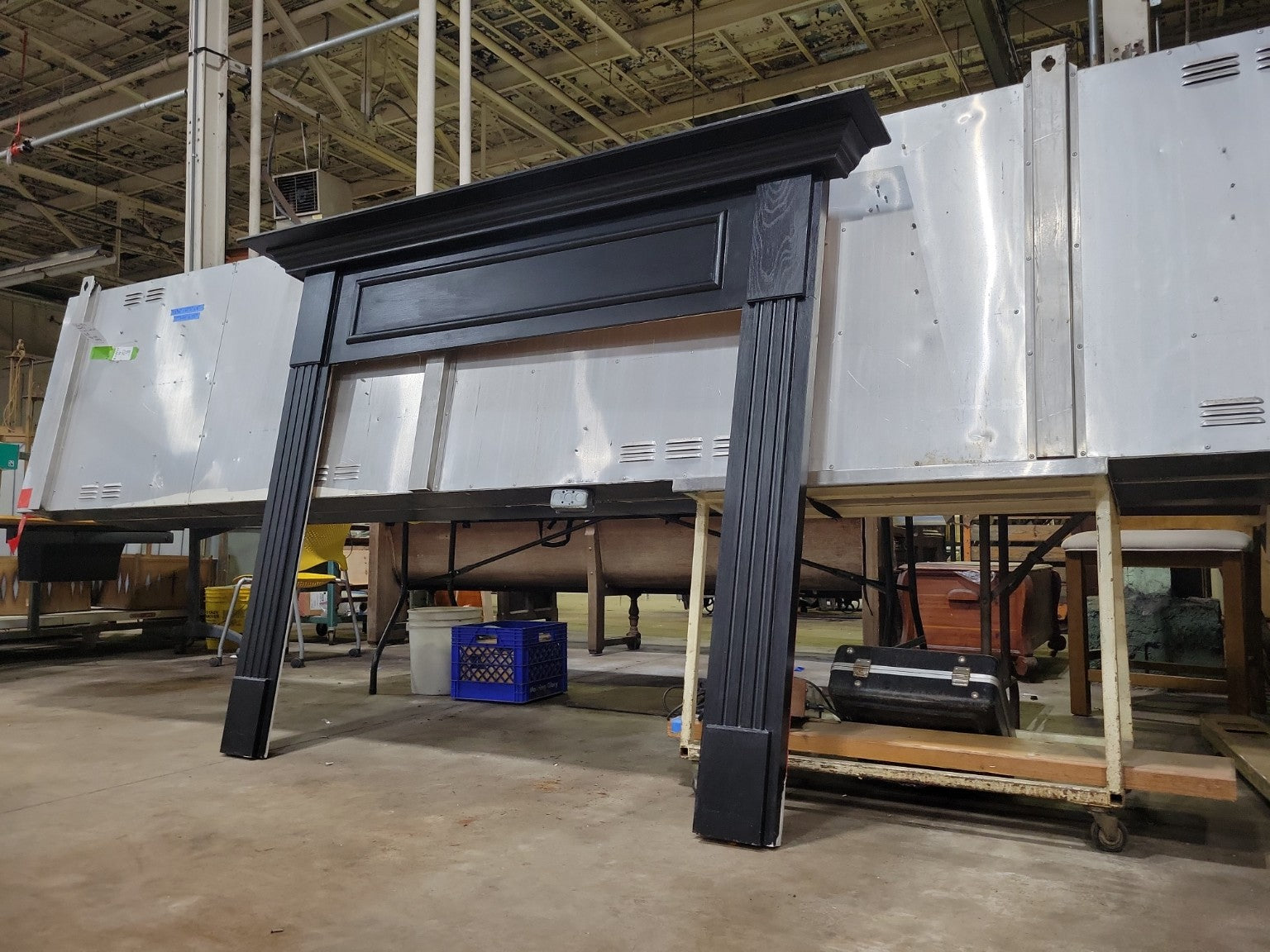 Modern Black Wood Fireplace Mantel Surround