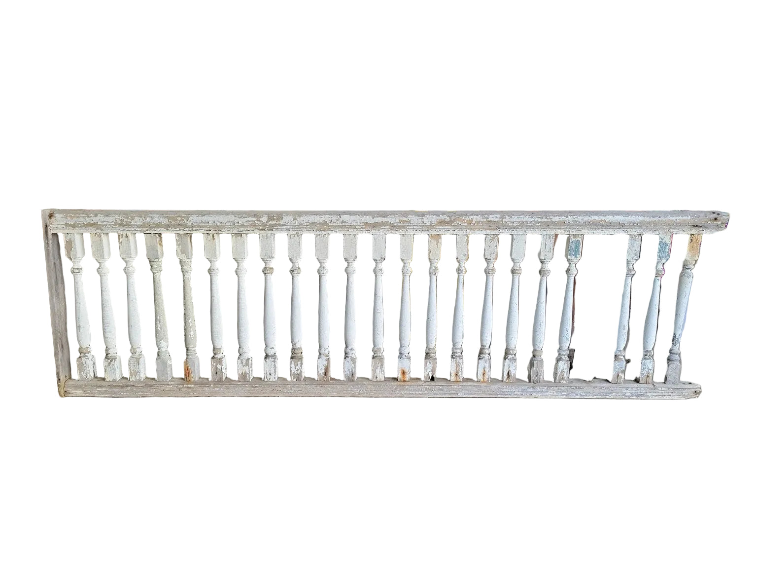 Antique Painted Wood Stair Balustrade Railing Section