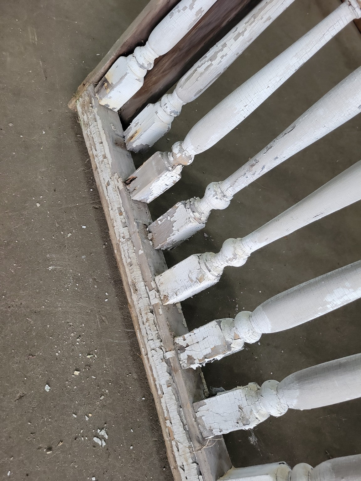 Antique Painted Wood Stair Balustrade Railing Section - 106"