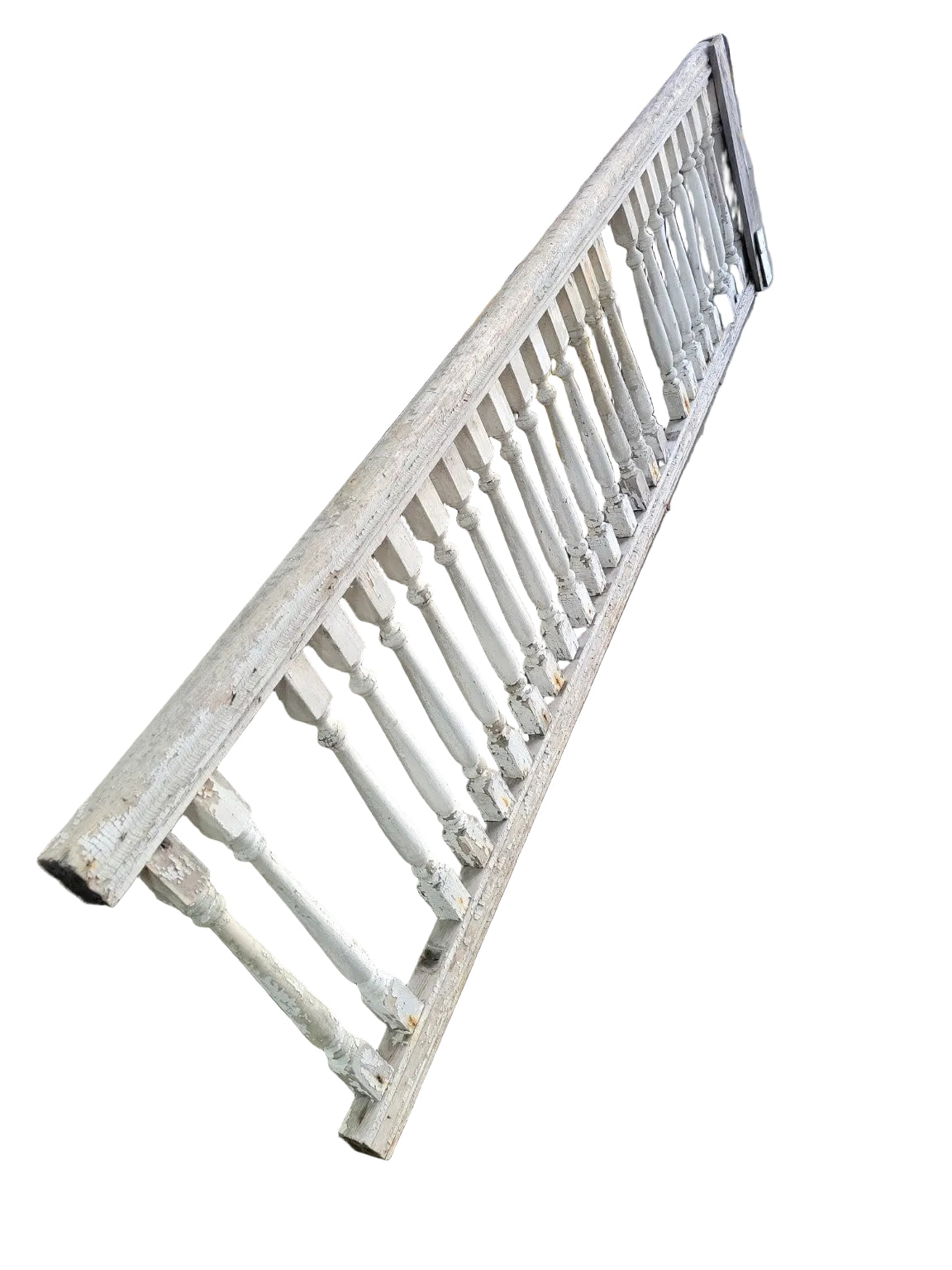 Antique Painted Wood Stair Balustrade Railing Section - 106"