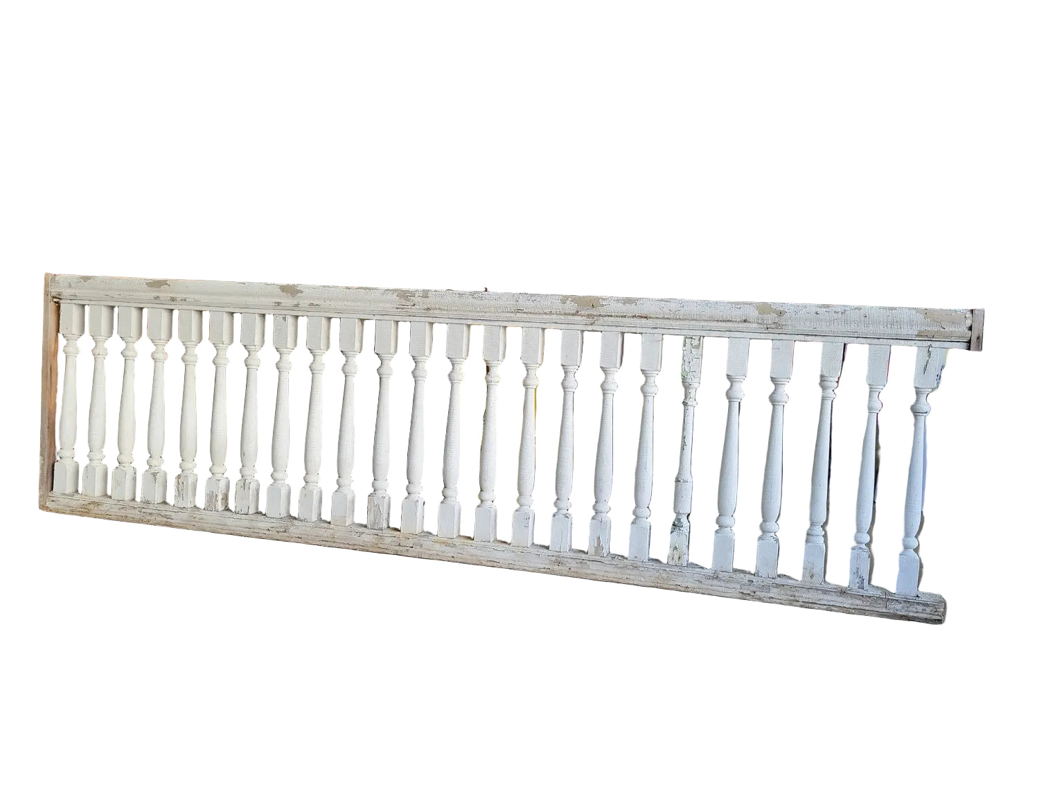 Antique Painted Wood Stair Balustrade Railing Section - 97 in.