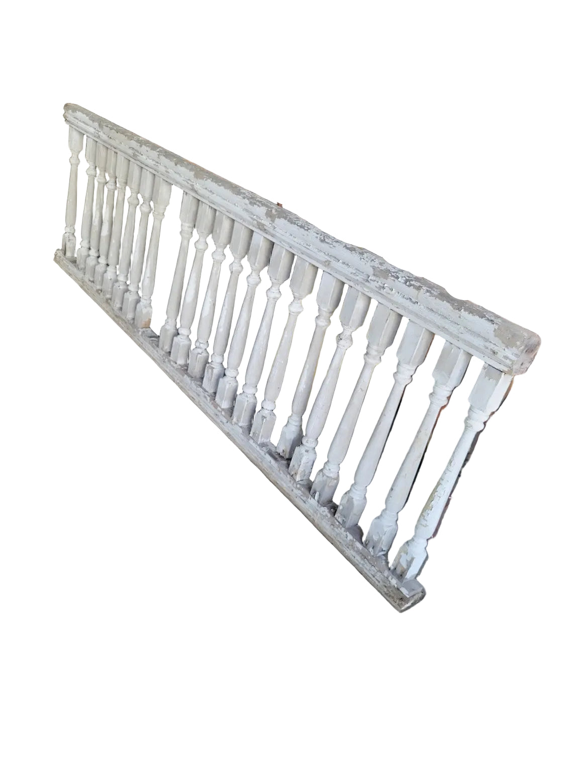 Antique Painted Wood Stair Balustrade Railing Section - 91 in.