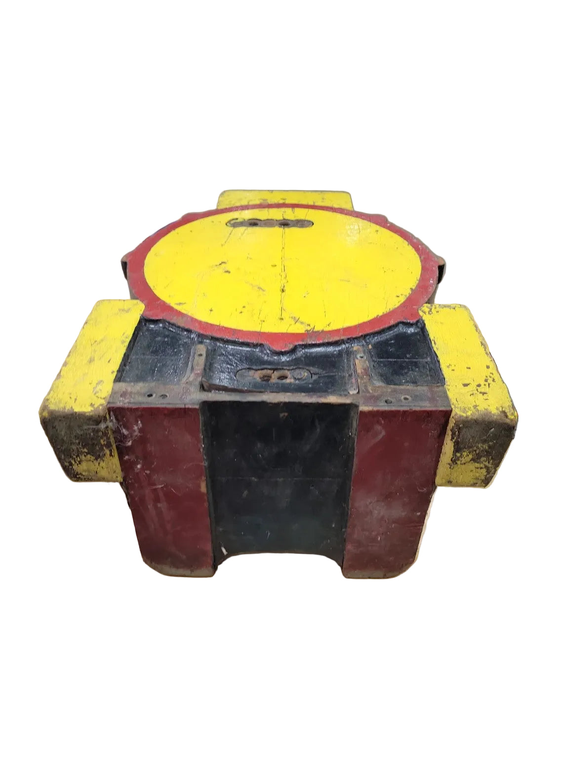 Vintage Industrial Wooden Factory Pattern Mold – Black & Yellow