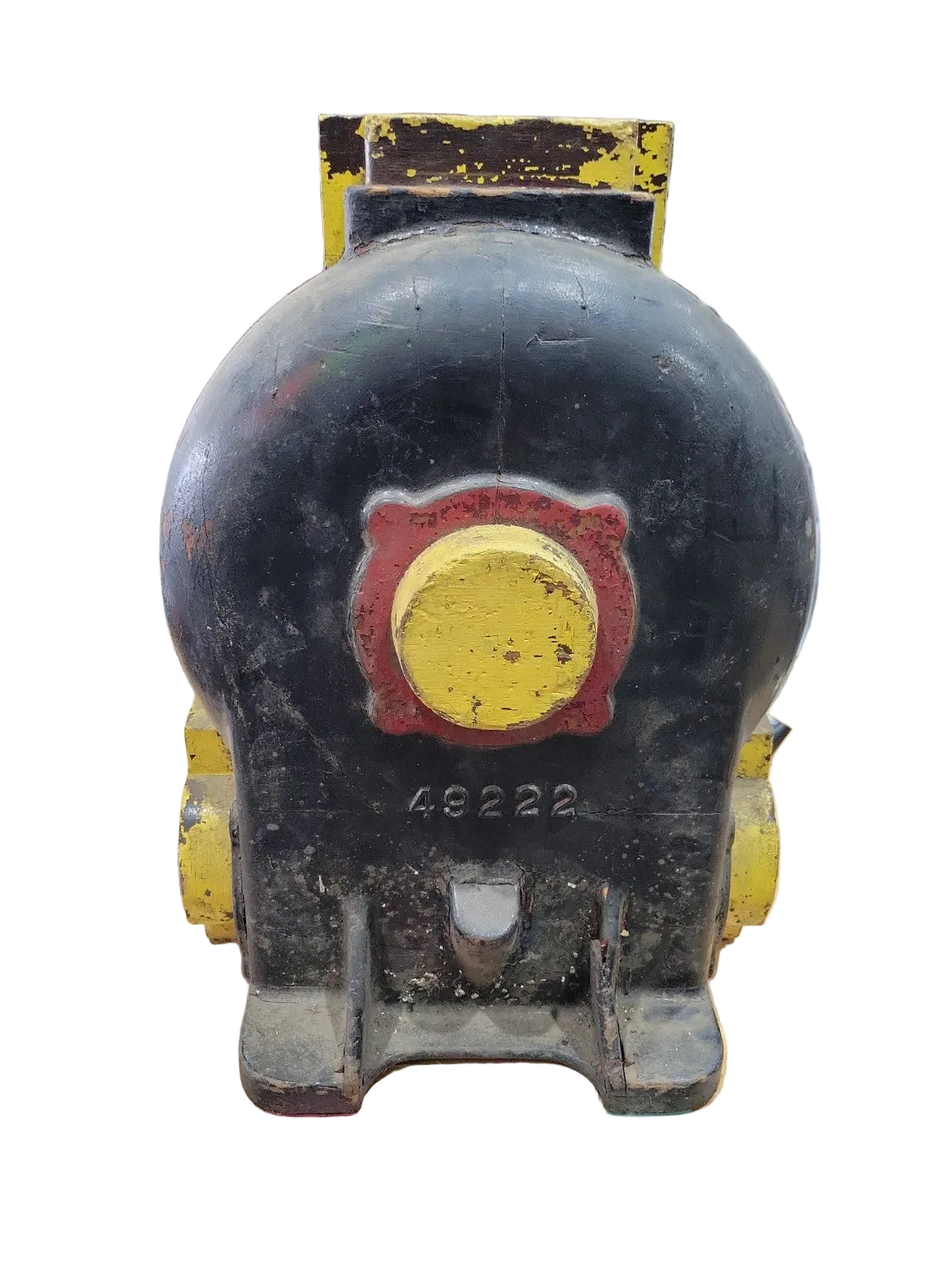 Vintage Industrial Wooden Factory Pattern Mold – Black & Yellow