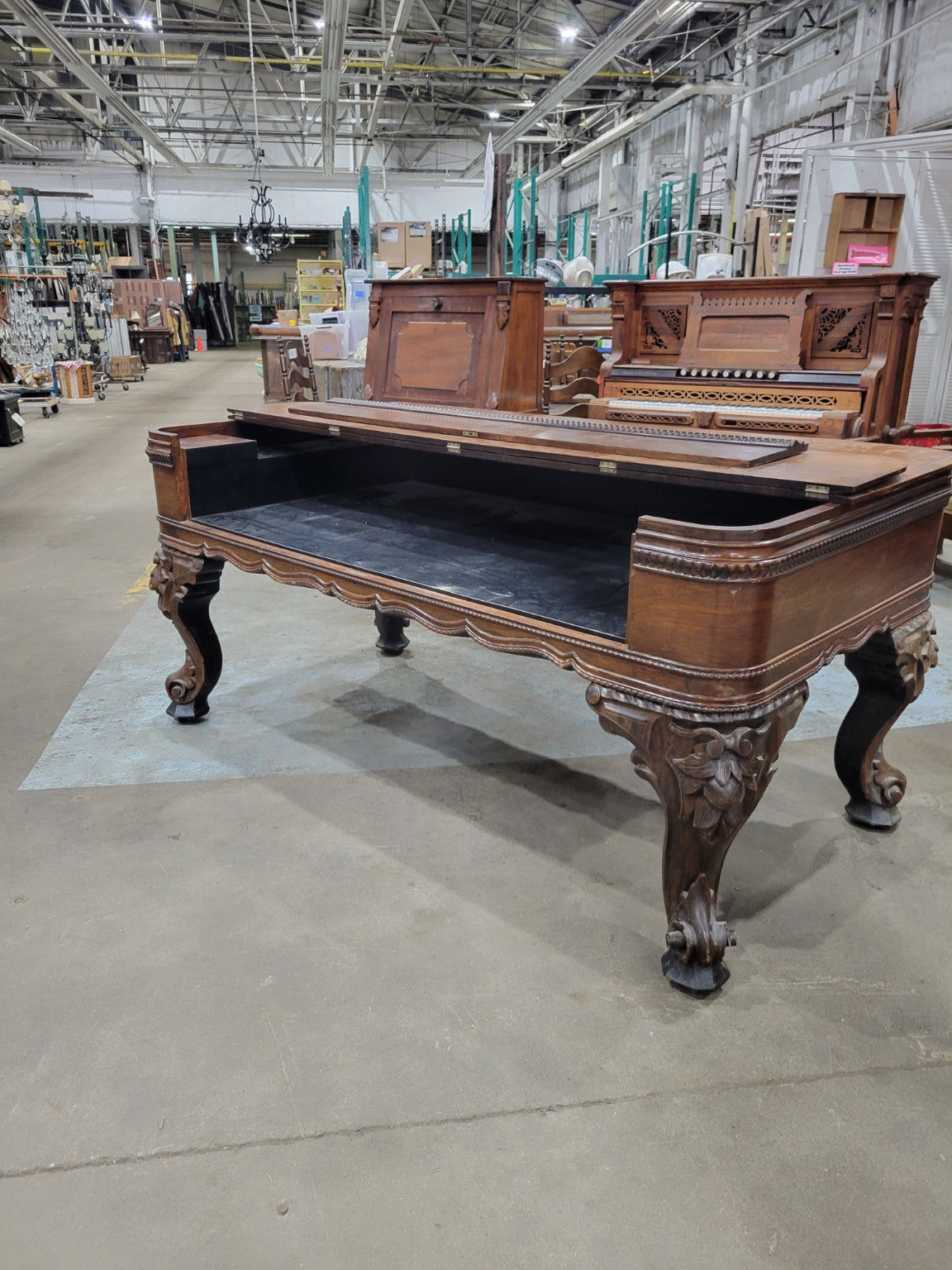 Repurposed Antique Square Piano Executive Desk<br>