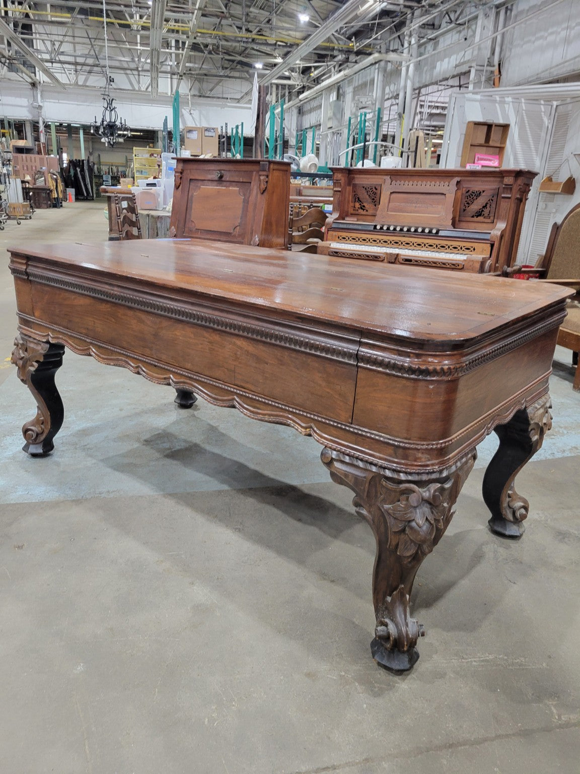 Repurposed Antique Square Piano Executive Desk<br>
