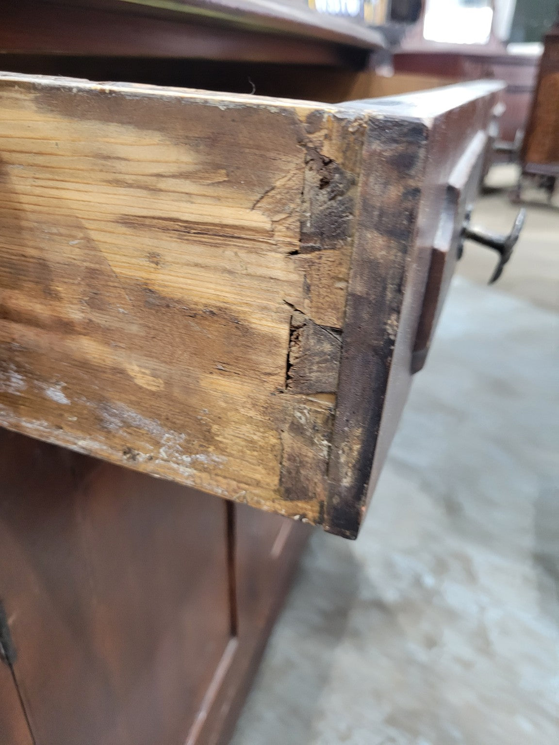 Antique Victorian Walnut Secretary Desk with Bookcase