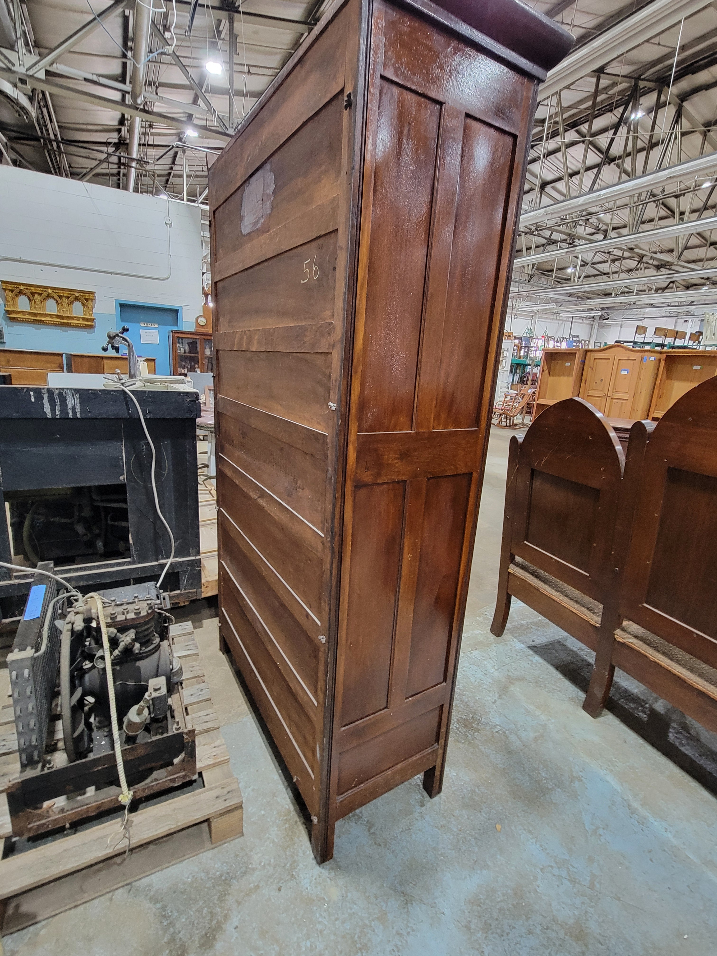 Antique Quarter-Sawn Oak Knockdown Wardrobe Armoire