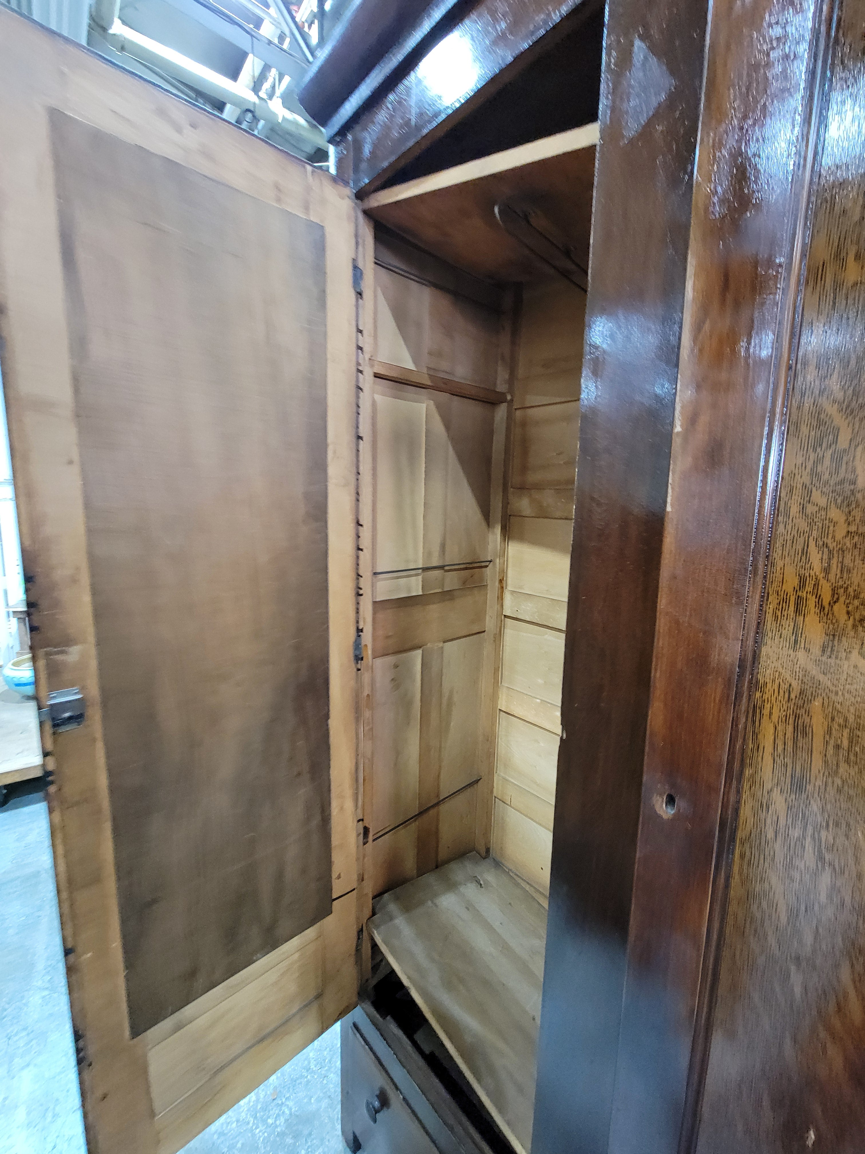 Antique Quarter-Sawn Oak Knockdown Wardrobe Armoire