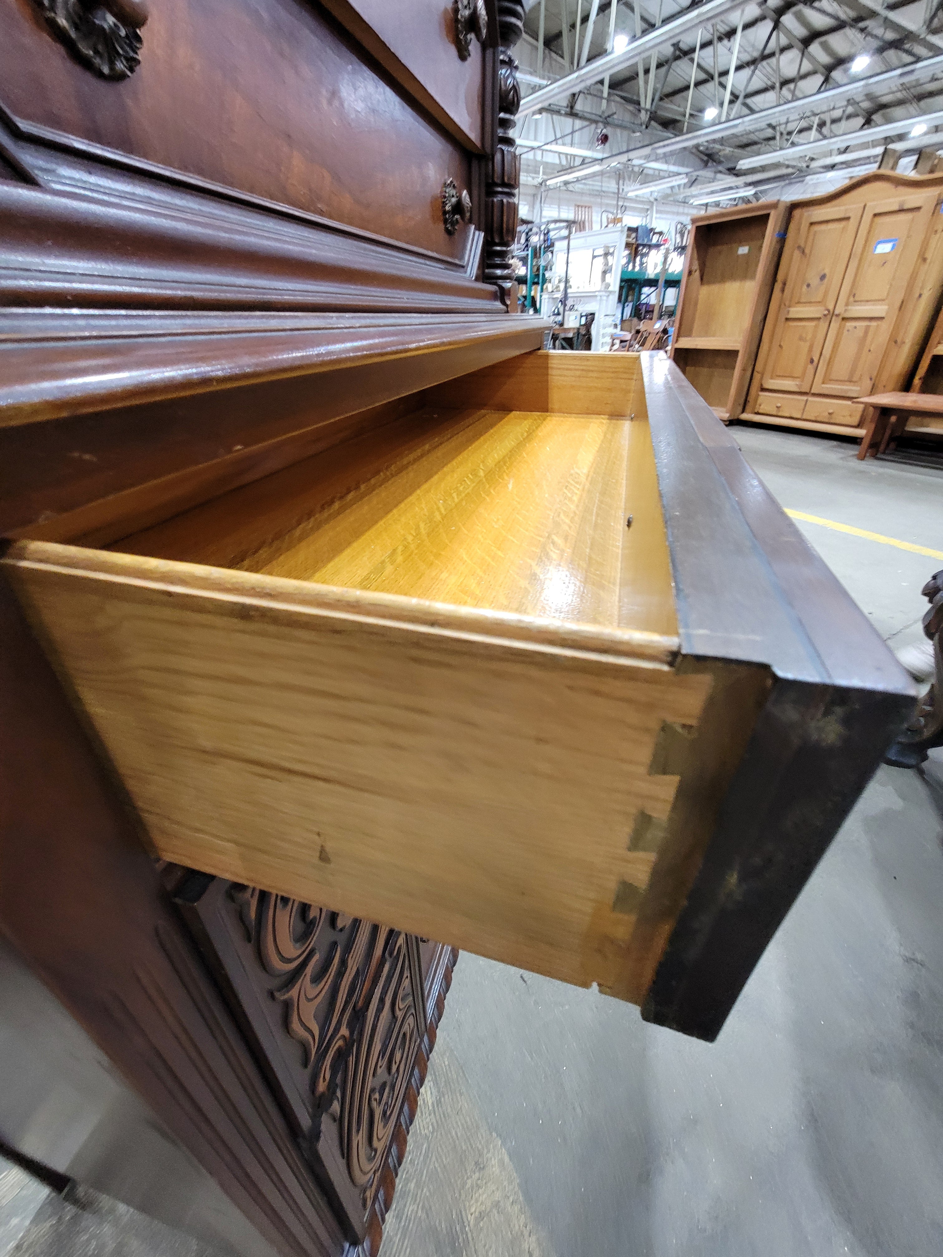 Antique Jacobean Revival Old Walnut Chest-on-Chest Dresser