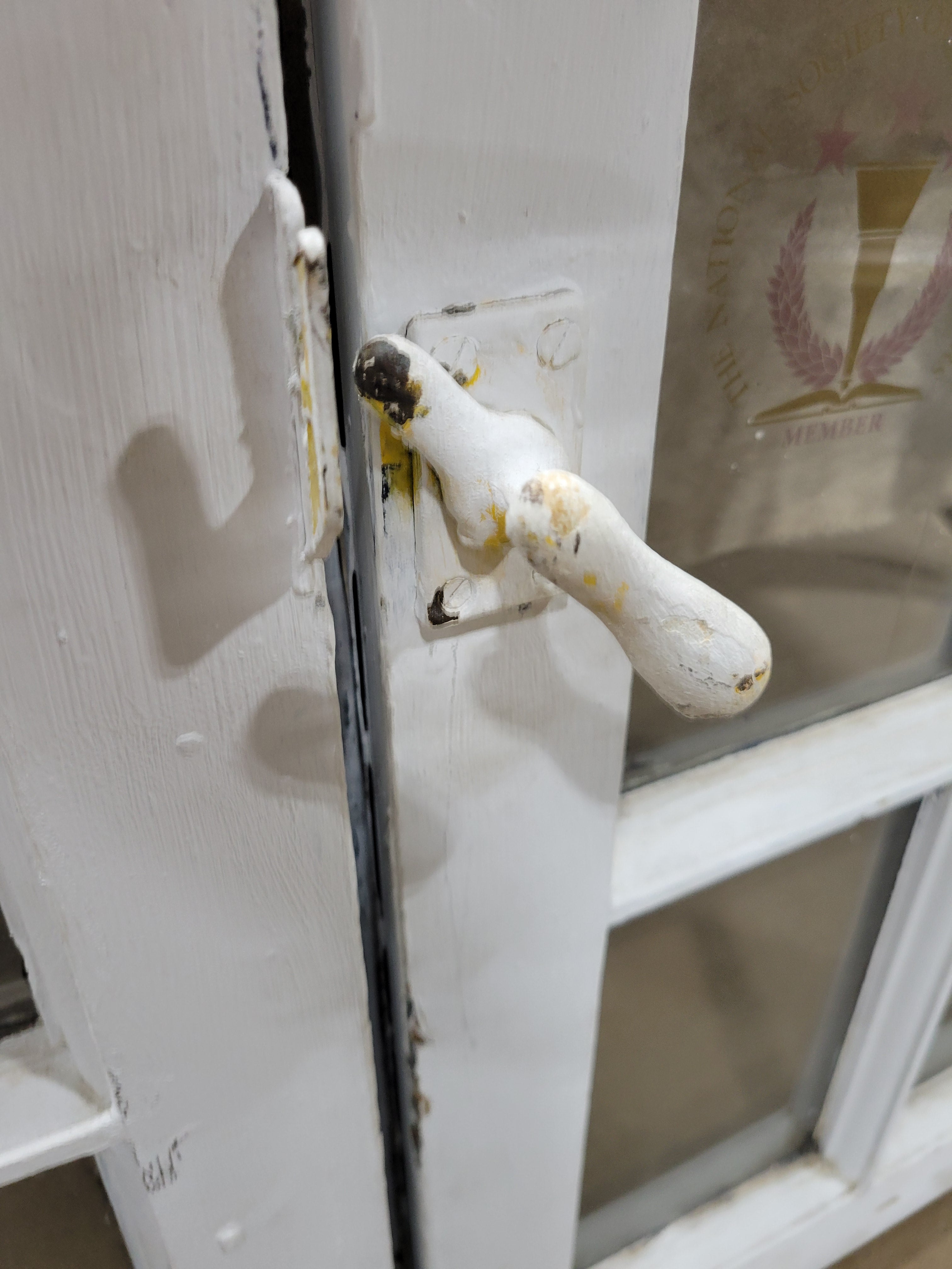 Vintage 12-Lite Wood Cabinet Doors with Original Latch & Hinges