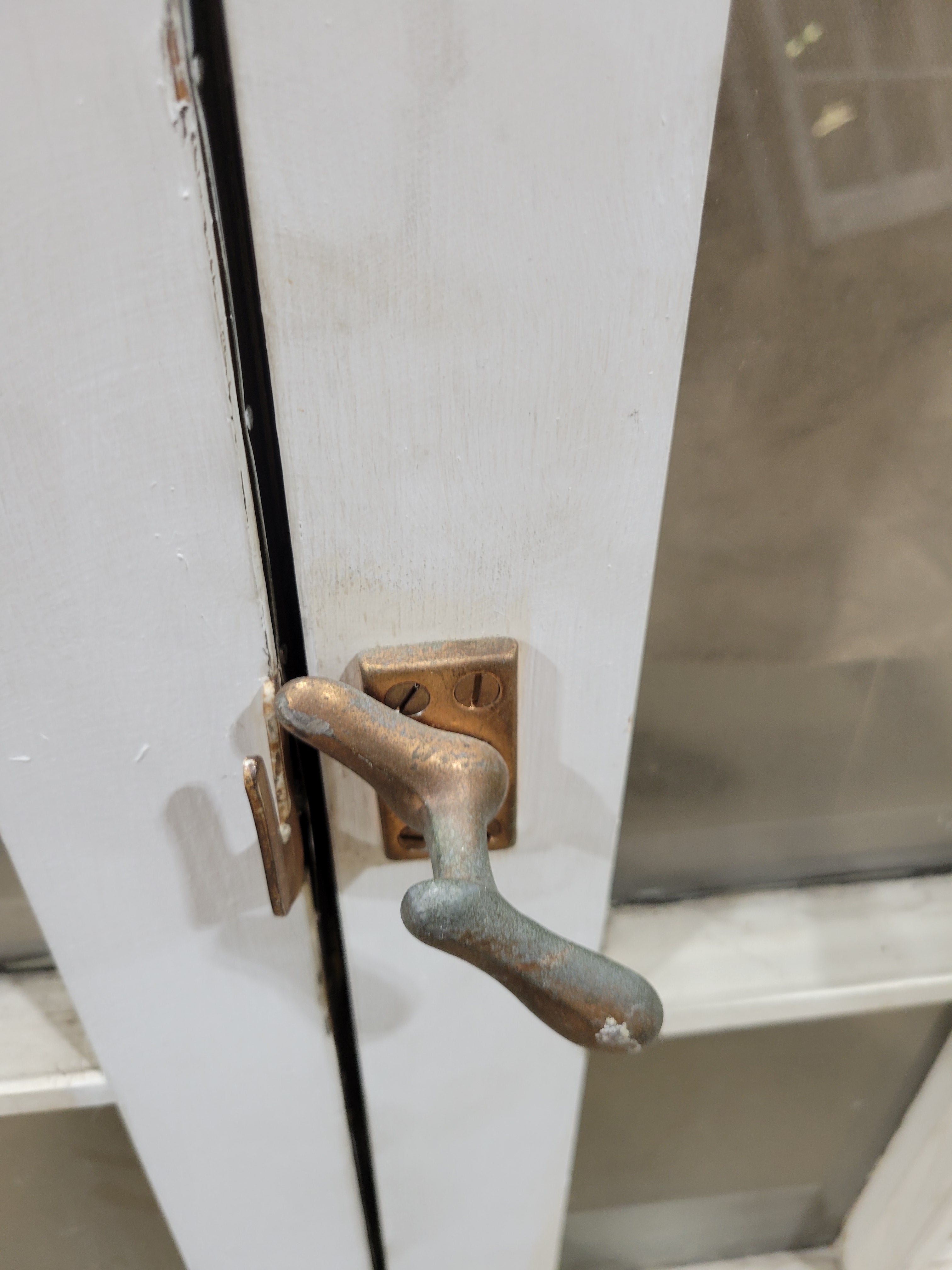 Vintage 12-Lite Wood Cabinet Door Pair