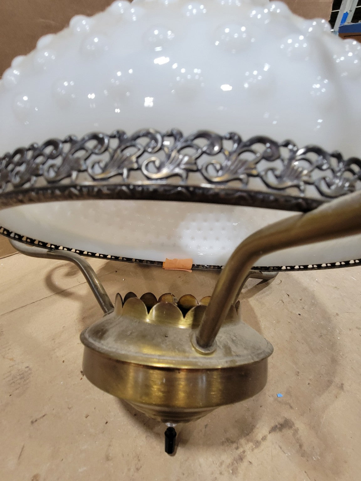 Vintage Hobnail Milk Glass Hanging Pendant Light