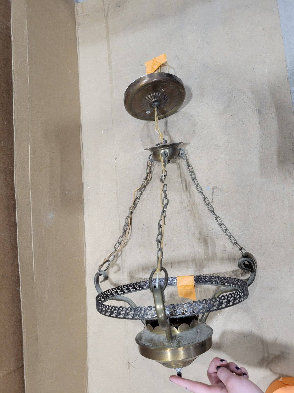 Vintage Hobnail Milk Glass Hanging Pendant Light