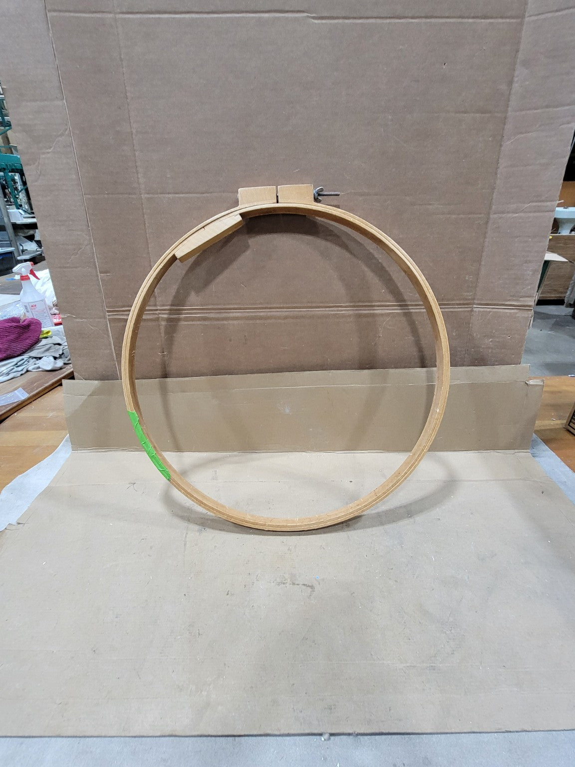 Vintage Adjustable Wooden Quilting Hoop with Assorted Supplies