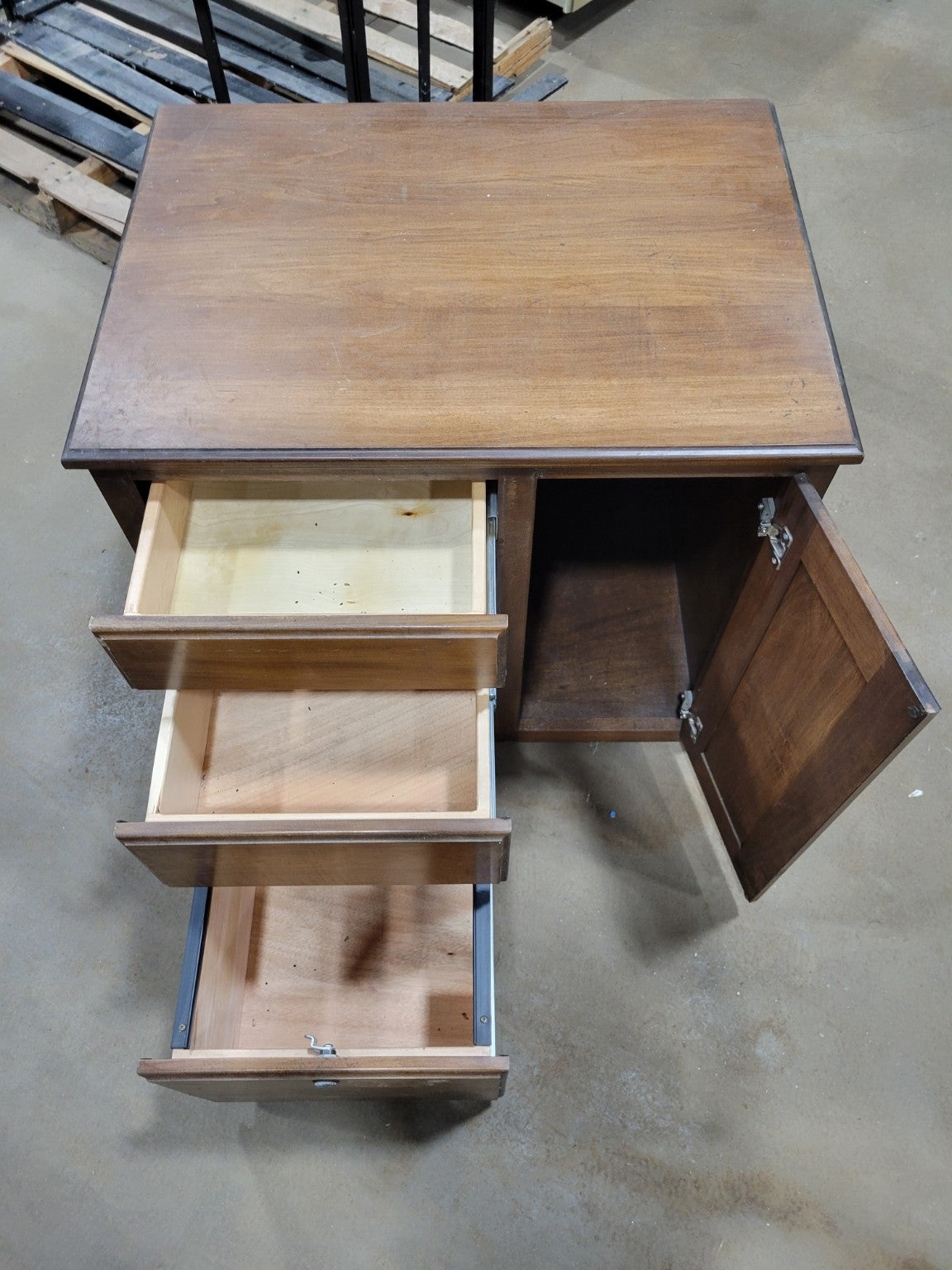 Contemporary Walnut Mobile Storage Cabinet with File Drawer