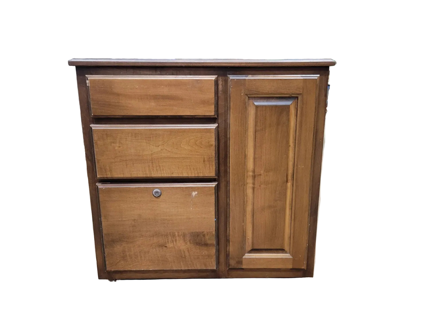 Contemporary Walnut Mobile Storage Cabinet with File Drawer