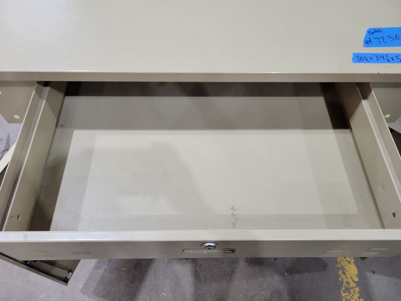 Industrial Steel Shop Desk with Locking Drawer & Mail Sorter Hutch