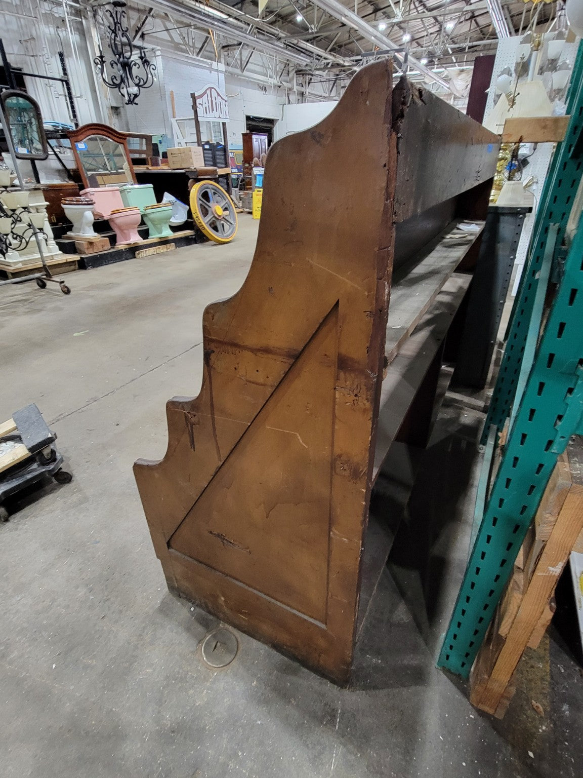 Antique Wooden General Store Display Shelving Unit
