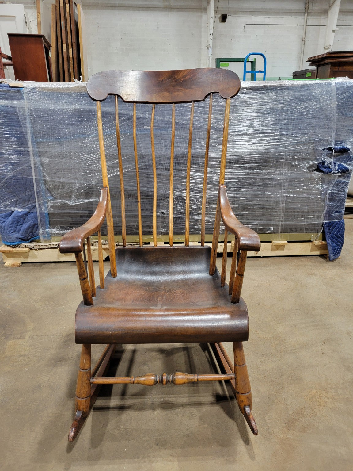 Antique Continuous Arm Windsor Rocking Chair