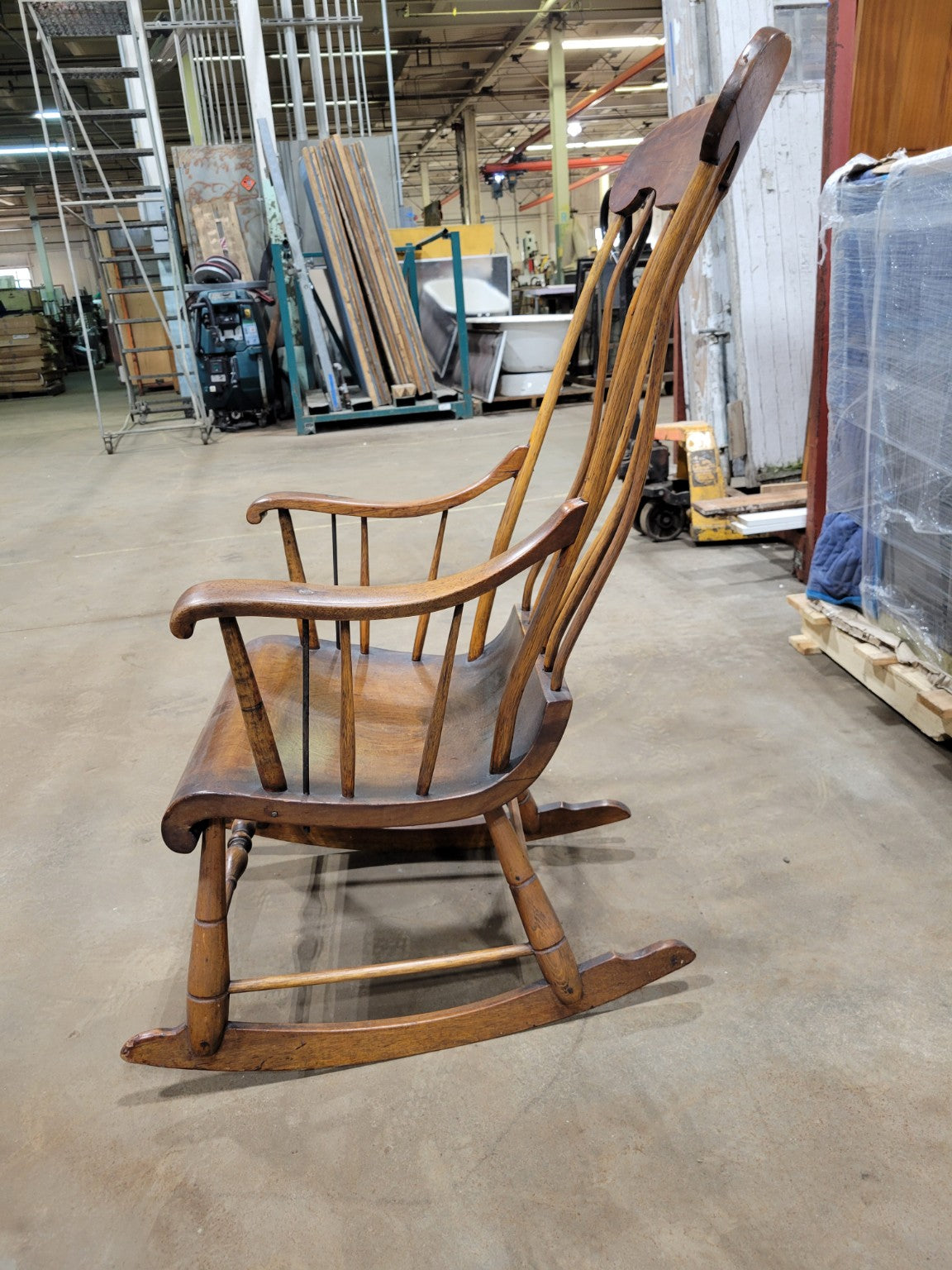 Antique Continuous Arm Windsor Rocking Chair