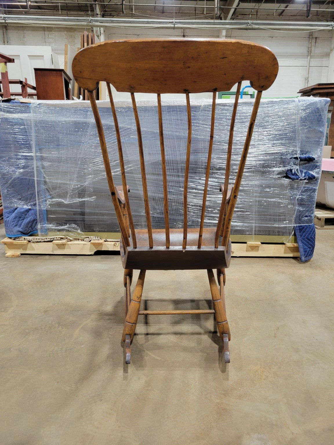 Antique Continuous Arm Windsor Rocking Chair