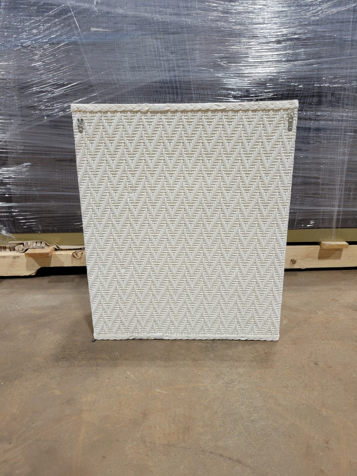 Vintage White Wicker Wall Cabinet with Double Doors