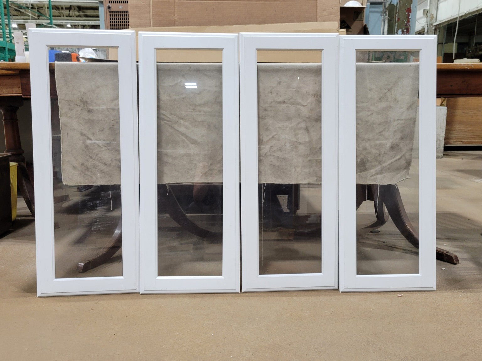 White Painted Glass Cabinet Doors (Set of 4)