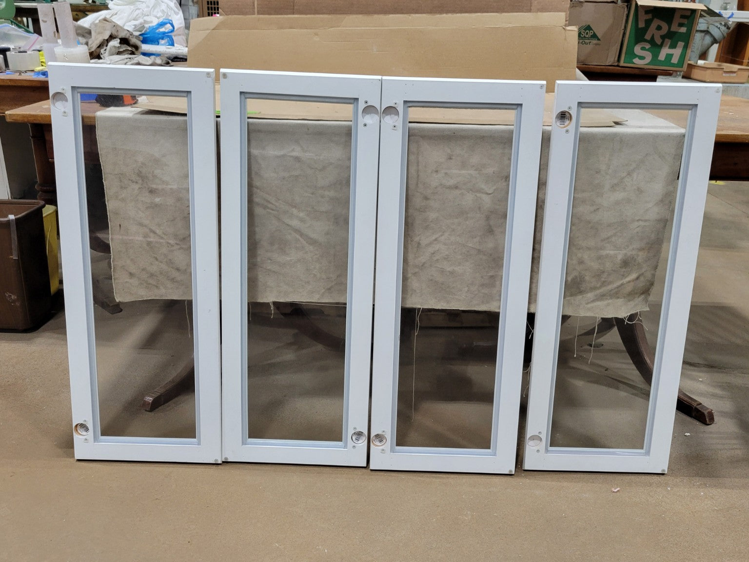 White Painted Glass Cabinet Doors (Set of 4)