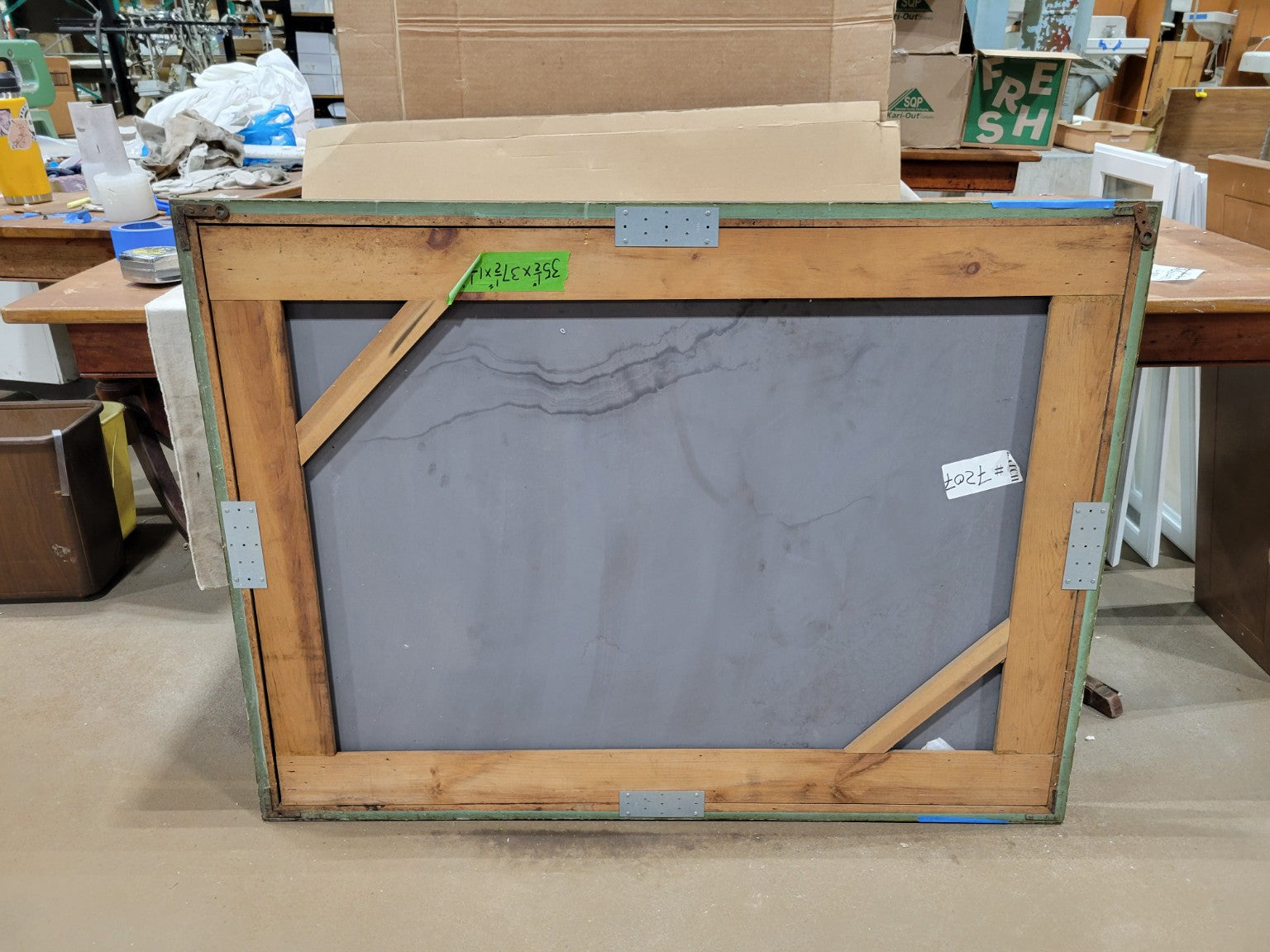 Vintage Olive Green Painted Wood Wall Mirror
