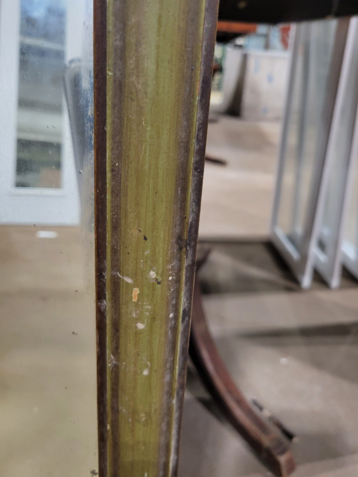 Vintage Olive Green Painted Wood Wall Mirror