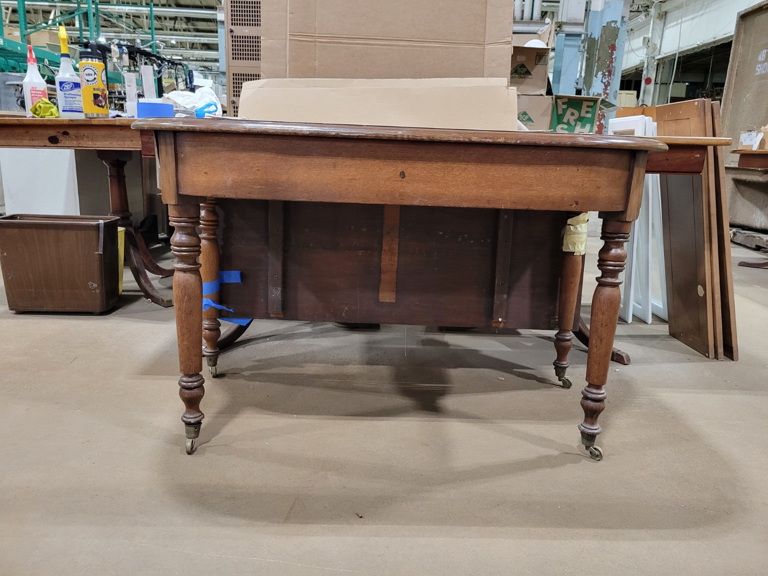 Antique Walnut Drop-Leaf Dining Table with Turned Legs