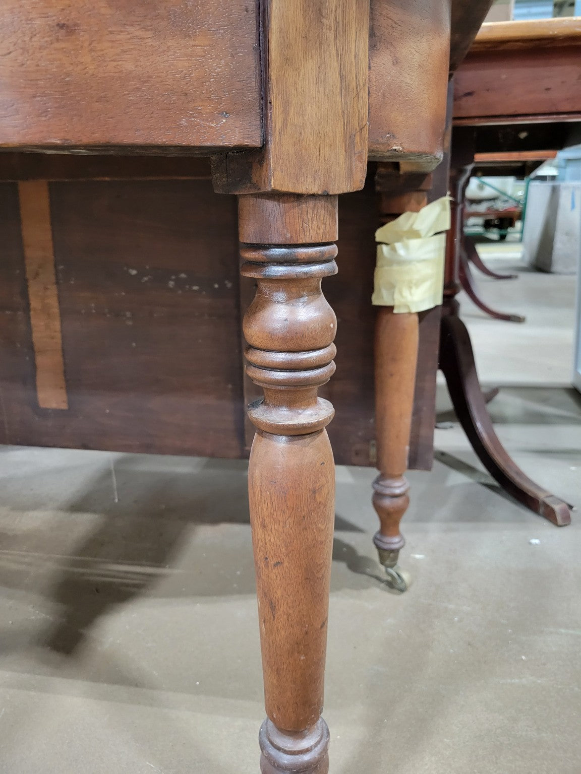 Antique Walnut Drop-Leaf Dining Table with Turned Legs