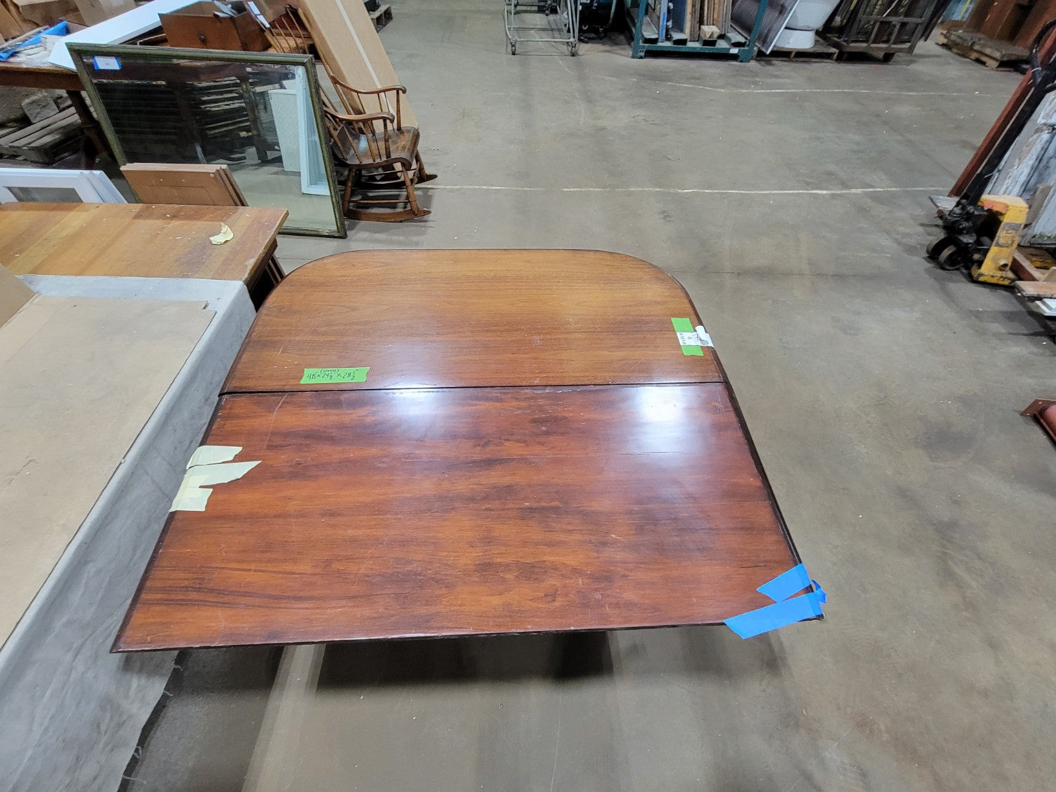 Antique Walnut Drop-Leaf Dining Table with Turned Legs