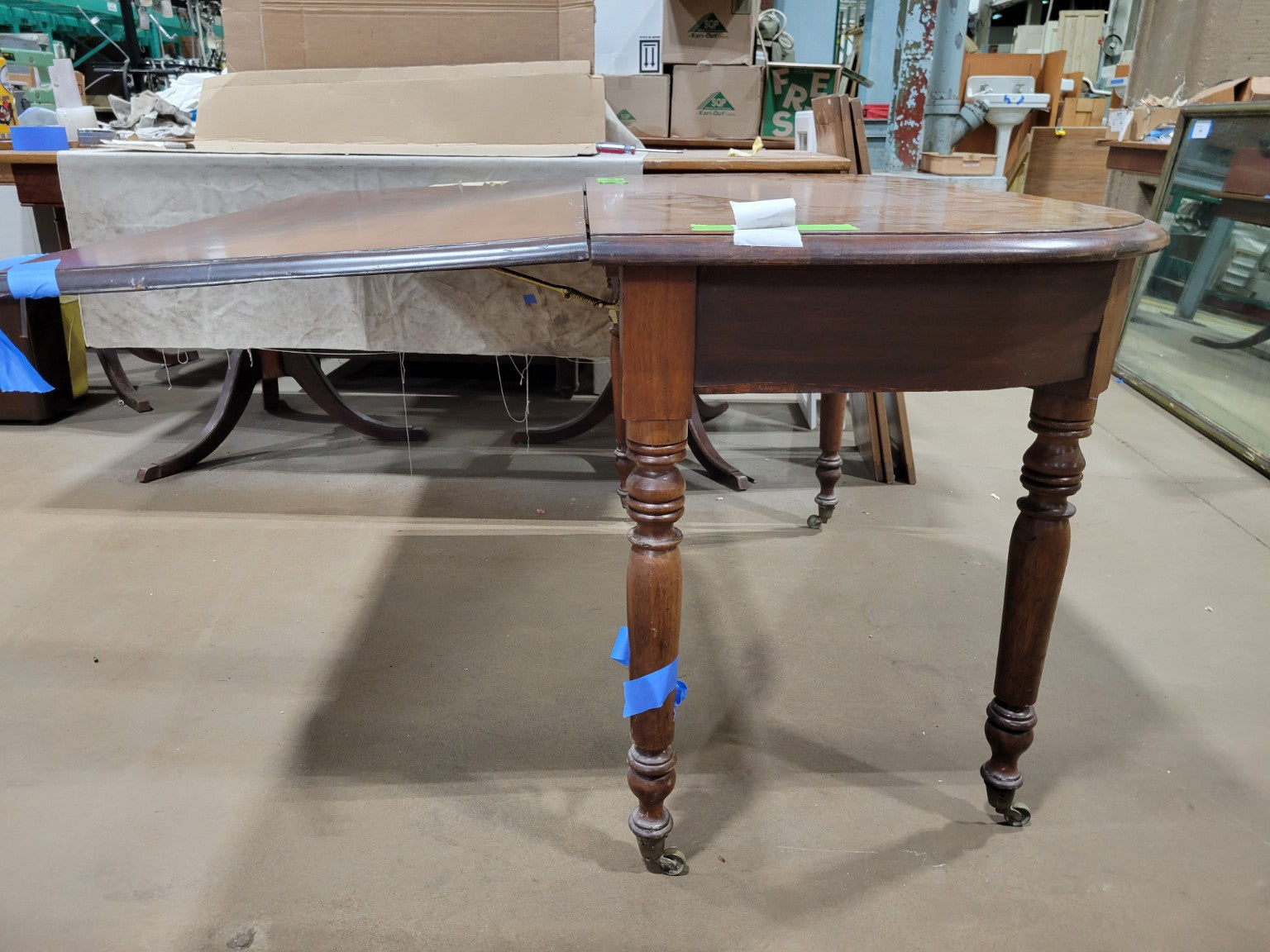 Antique Walnut Drop-Leaf Dining Table with Turned Legs